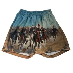 NWT Bravest Studio Western Calvary/Horses Mesh Lined Athleisure Men's Shorts